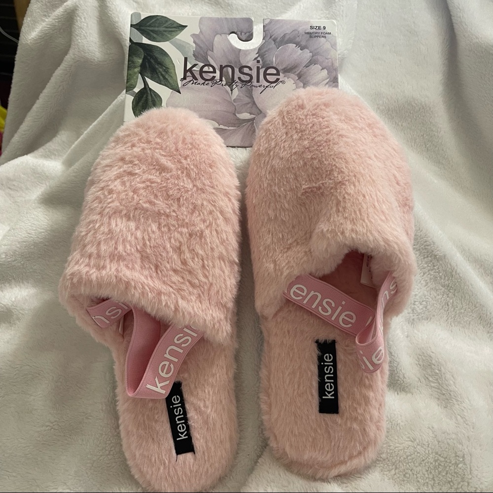 Womens Pink Kensie Slingback Plush Clog Memory Foam Slippers Pick Size 9